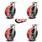 Service Caster 12'' Extra Heavy Duty Red Poly on Cast Iron Wheel Swivel Caster , 4PK CRAN-SCC-KP92S1230-PUR-RS-4 - alternate 5